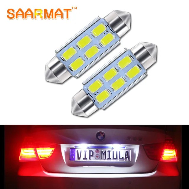 2Pcs C5W 39mm Canbus No Error License Number Plate Light LED Bulb For