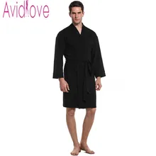 Avidlove Brand Bath Robe Men Autumn Long Sleeve Nightgown Robe Casual Solid Night Robe With Pockets Sleepwear Kimono Robe S-XL