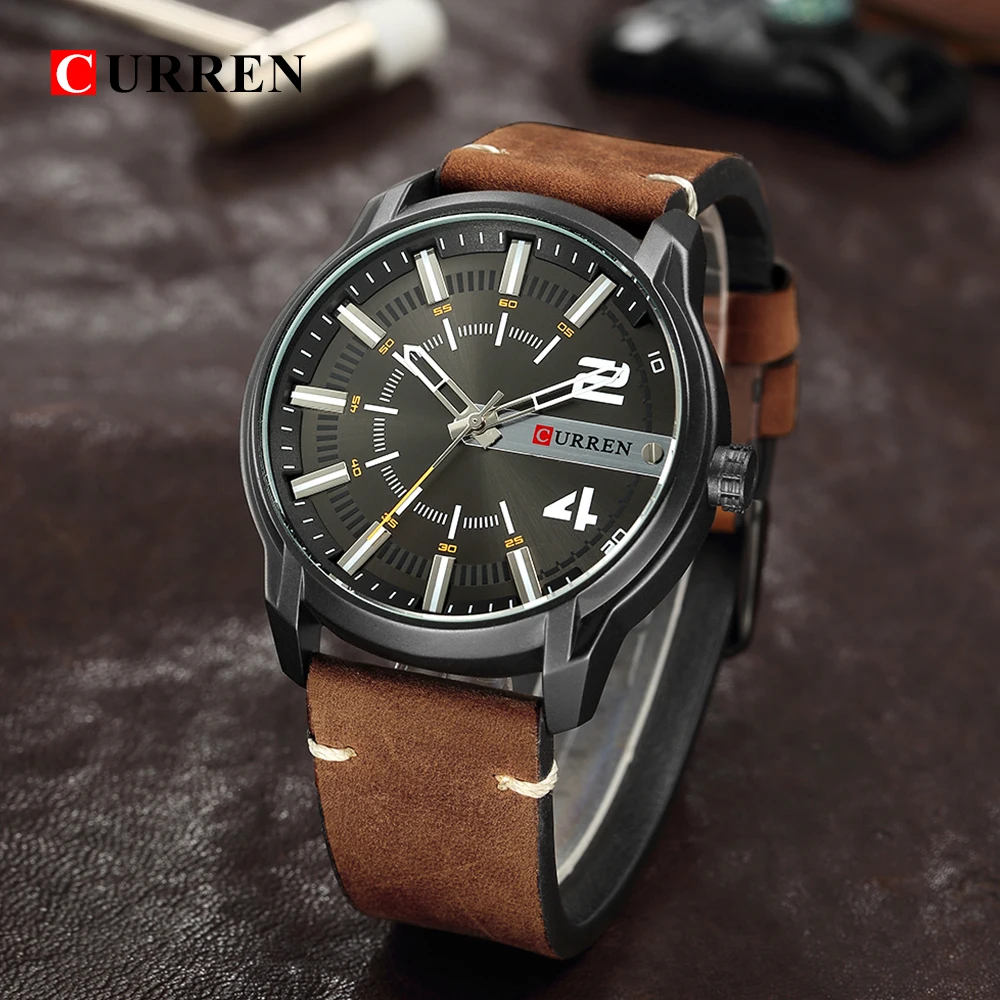 Новый CURREN лучших брендов класса люкс уникальным набором Дизайн модные Повседневное Бизнес Для мужчин часы кожаный ремешок наручные часы