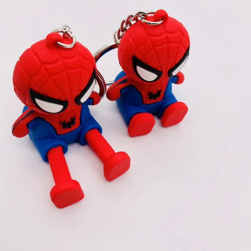 Горячая аниме фигурка Марвел Мстители брелок держатель для мобильного телефона милый ПВХ супергерой Бэтмен человек паук Железный человек брелок для ключей - Цвет: Spider Man