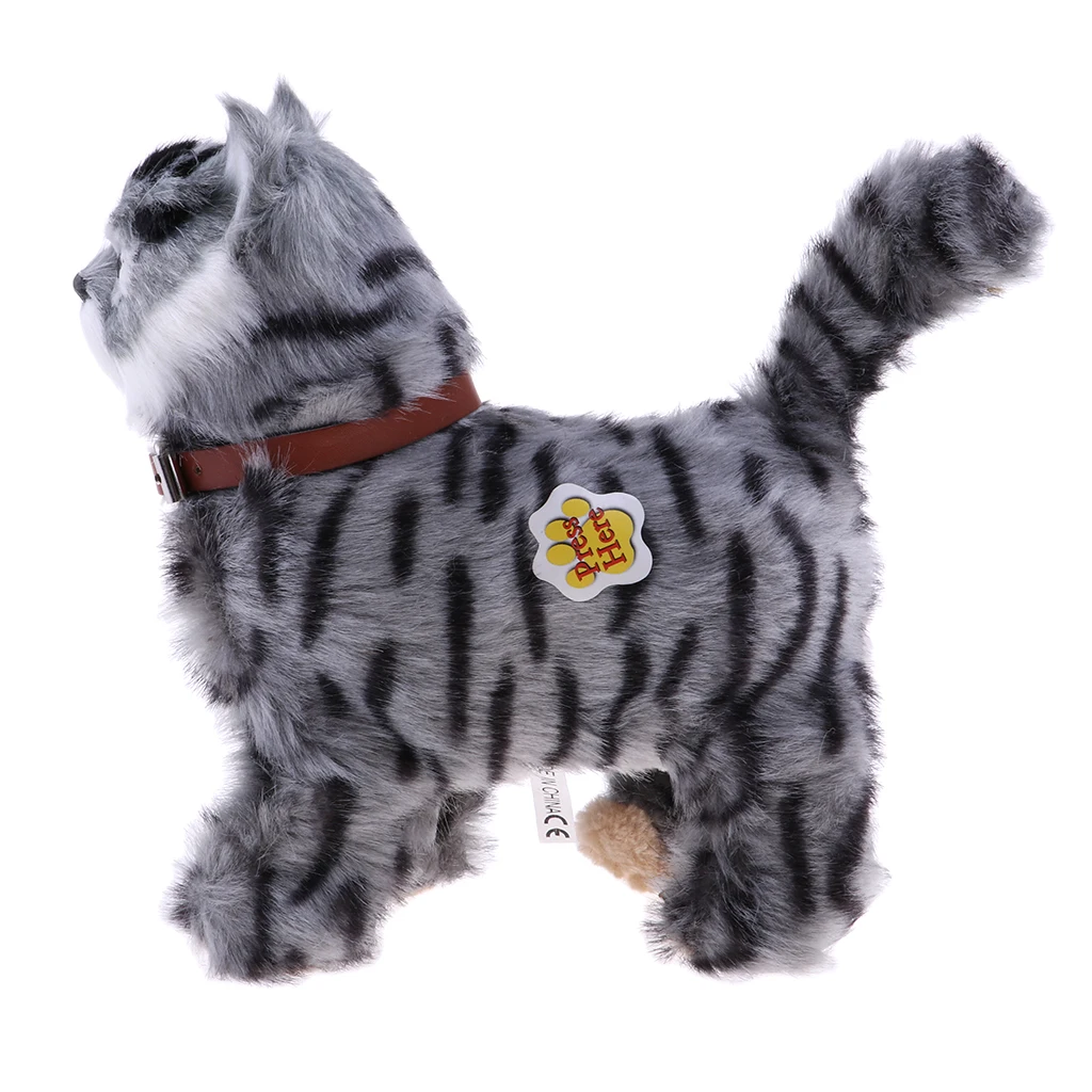 Electronic Music Pet Soft Stuffed Plush Cat Animal Toys Walking Cat Meow Toys Battery Operated Kids Children Toys Birthday Gifts