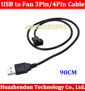 

50pcs USB A male to Fan 3-Pin 3pin /4-Pin 4pin Adapter Cable for 5V Free shipping 90CM