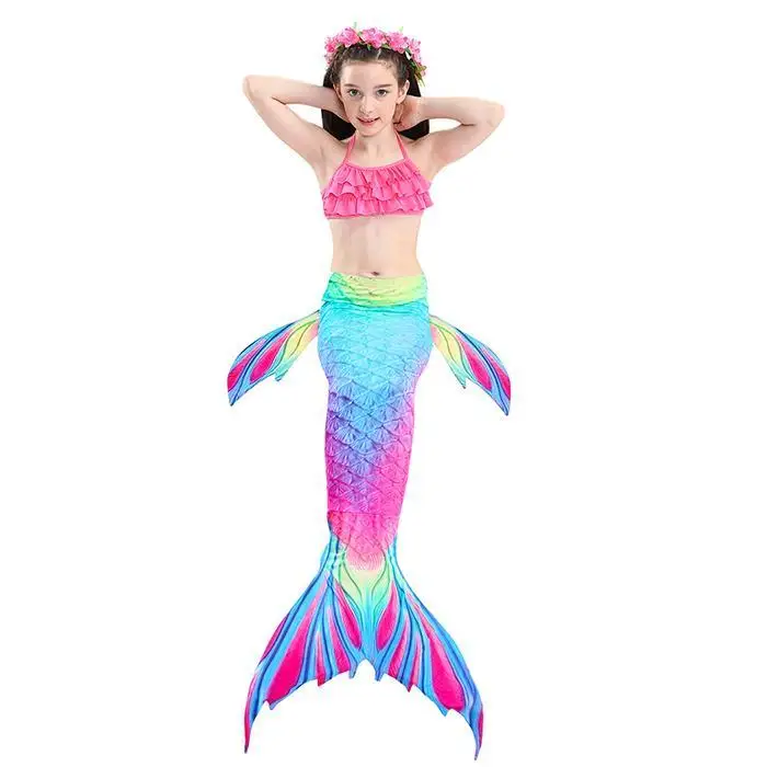 3Pcs/Set Bikini Set Swimming Suits Children Mermaid Tail Swimsuit Kids Girls Swimwear Bathing Suit Cosplay Costume New