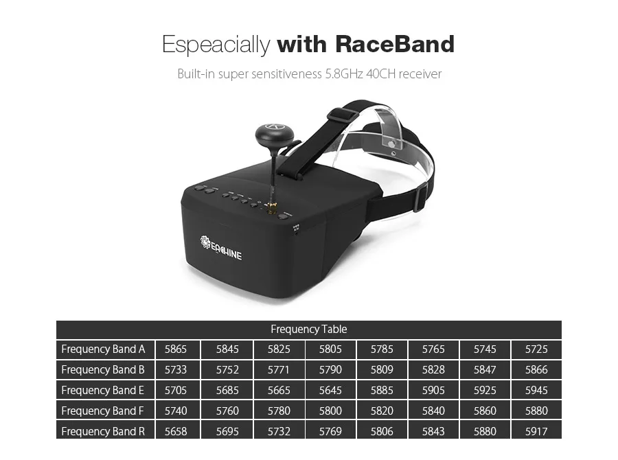 Eachine EV800 5 дюймов 800x480 fpv-видеоочки 5,8G 40CH Raceband автоматический поиск со встроенными батарейками