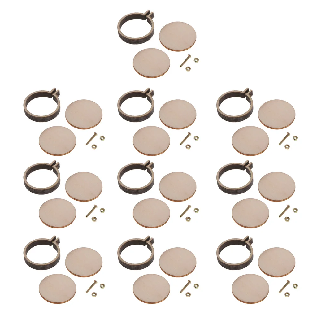 10pcs Mini Wooden Embroidery Hoop Kit Cross Stitch Circle Frame Diy Crafts Supplies