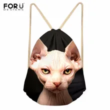 FORUDESIGNS/женские спортивные сумки для фитнеса, рюкзак на шнурке, котенок, кошка сфинкс, печать, сумка для йоги, спортивная сумка, рюкзак