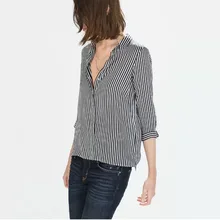 Nice Boutique Women Striped Blouse Nice Spring Casual Comfy Shirt 5/8 Sleeve Shirt Simple Generous Blouse Office OL Tops MA8082