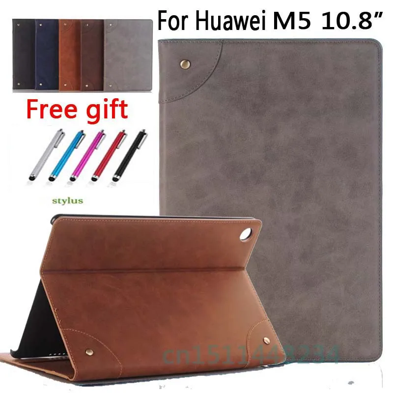 

high quality Rivets Retro book PU Leather Case For Huawei MediaPad M5 10 Pro/M 5 10.8 inch Wallet card slot magnetic smart Cover