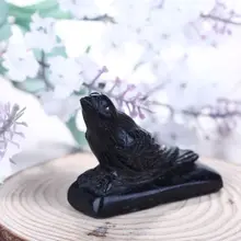 New Design Natural Stone Obsidian Carved standing Bird Semi Gemstone Cabochon Wholesale Jewelry Gift Customized 53x24x41mm 21.2g