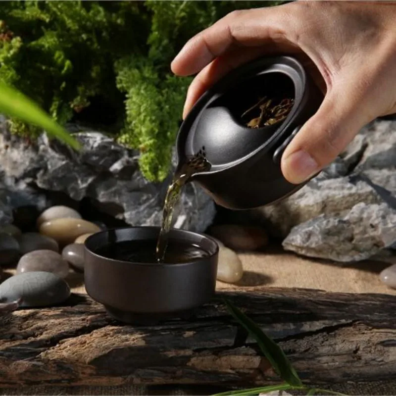 

Chinese Travel Teapot Cup Set Ceramic Purple Clay Teapots Mug Zisha Travel Kung Fu Cups and Mugs Kettles