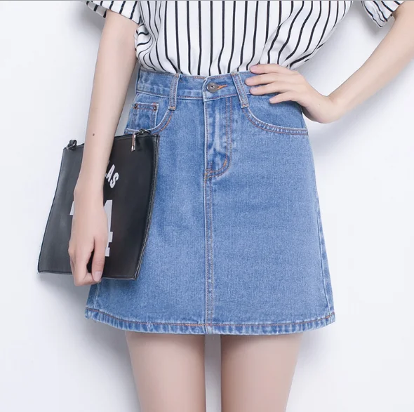 Women Denim Jeans Skirt Mini Plus Size High Waist A Line S-3XL Summer Fashion Bodycon Short Skirt Korean Style Black White 1003 Skirts