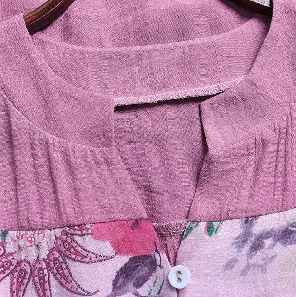 Женская блузка в винтажном стиле с v-образным вырезом, с цветочным принтом, с заплатками, с длинными рукавами, топ, рубашка, женские блузки, Lange Mouwen, женская блузка
