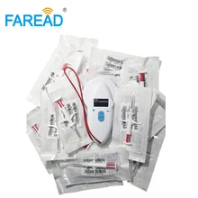 X100pcs 1,4*8 мм 134,2 кГц RFID чип для животных, домашних животных, шприц+ 1 шт. Bluetooth FDX-A, FDX-B.HDX, EMID микрочип считыватель сканер