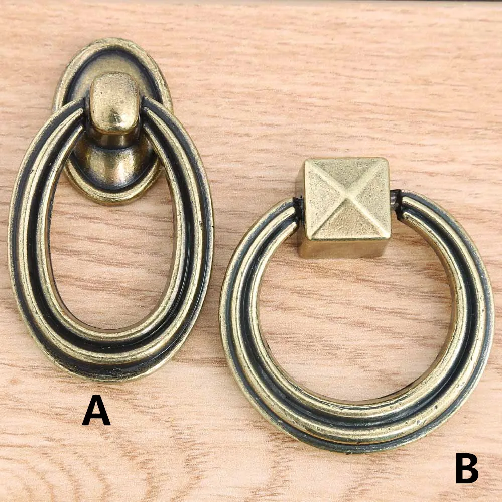 vintage style elipso round drop rings furniture door knobs bronze