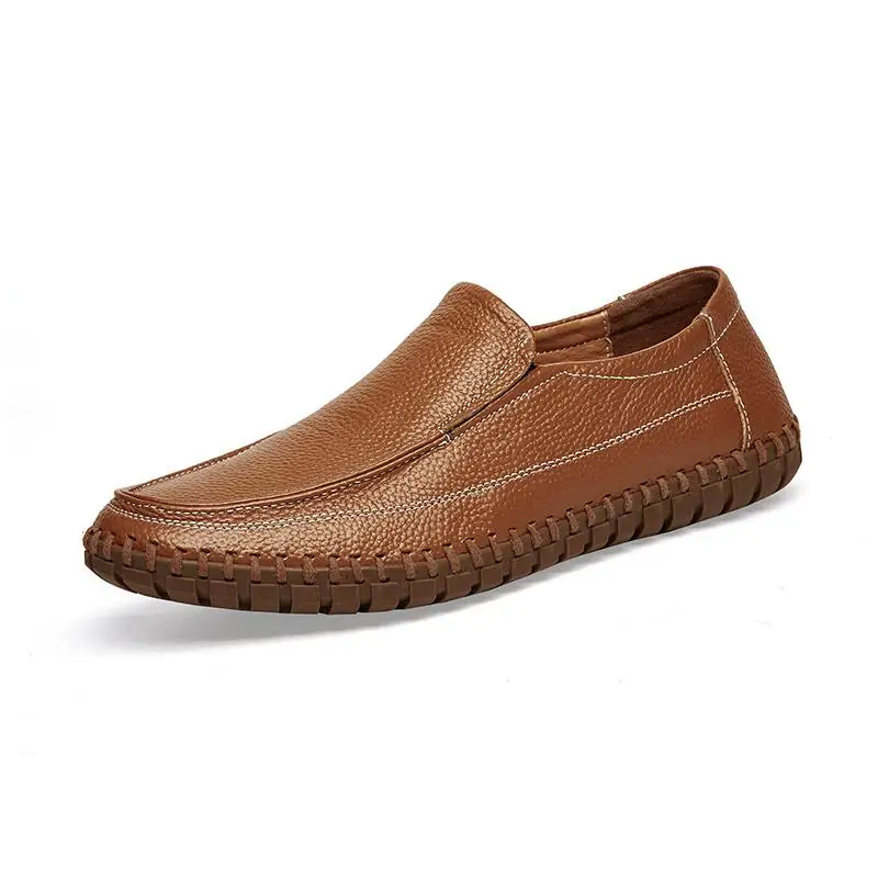 Для мужчин обувь больших размеров Мокасины Для мужчин кожаные лоферы летние Роскошные прогулочная повседневная обувь Вождение, для катеров Для мужчин туфли-оксфорды Туфли без каблуков - Цвет: Коричневый