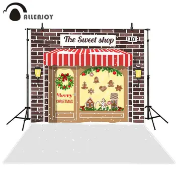 

Allenjoy Photography backdrop painting christmas wreath sweet shop snow background photocall photobooth photo shoot props fabric