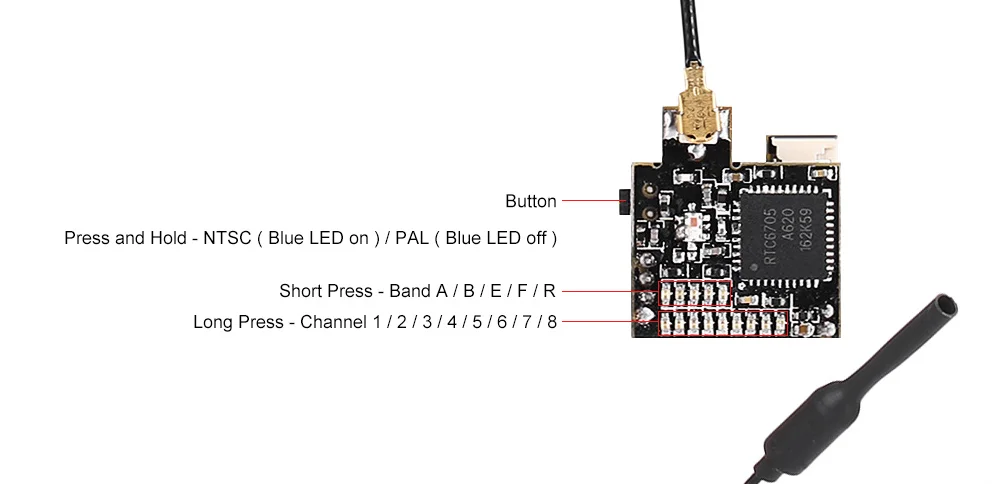 LST-S2 5,8G FPV AIO камера 3,6g 25MW 40CH передатчик+ 1/4 CMOS 800TVL 150 градусов NTSC/PAL переключаемый для 1S мини гоночный Дрон