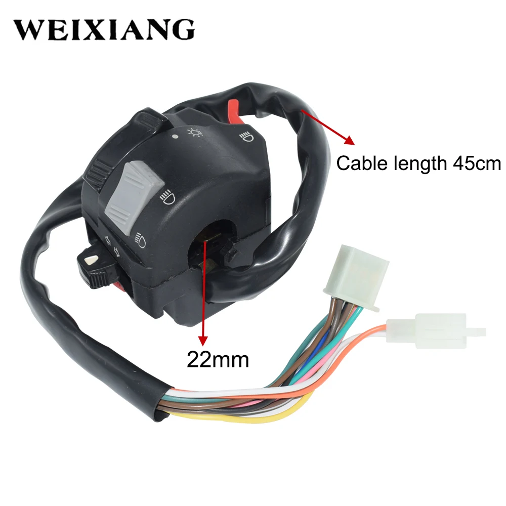 Millcraft Parts Motorcycle Light Switch with Turn Signal Headlight Horn Function for 7/8'' 22mm Handlebar Black Millcraft Parts Motorcycle Light Switch with Turn Signal Headlight Horn Function for 7/8'' 22mm Handlebar Black