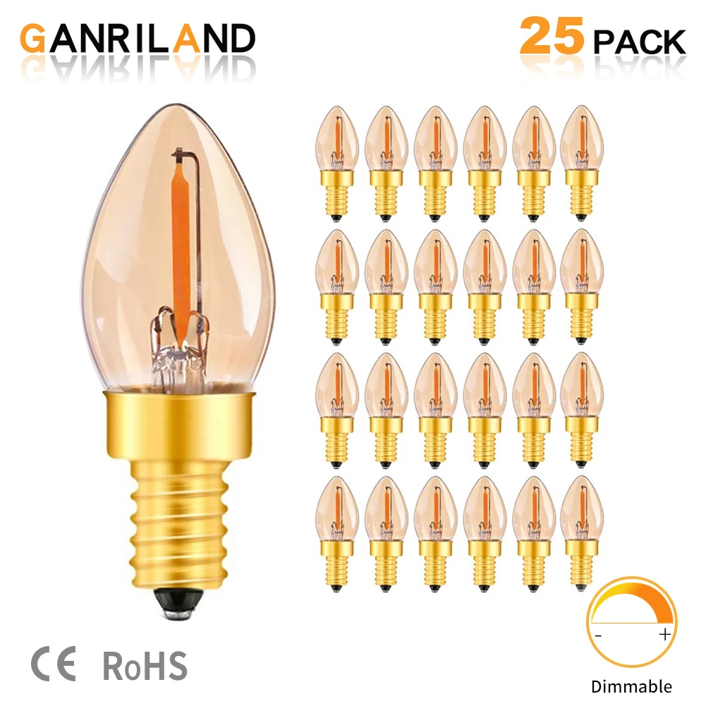 GANRILAND C7 0,5 W E14 светодиодный нити подсвечники Винтаж Электрический Ночной светильник очень теплый 2200 K 5 ватт эквивалент затемнения