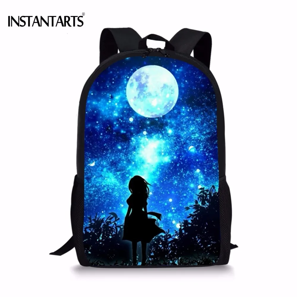 INSTANTARTS Casual Boys Girls Backpacks for Teenagers Moon/Galaxy/Star
