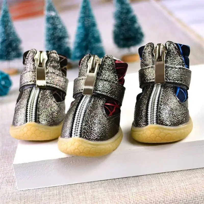 

4pcs/set Pet Dog Shoes Snow Winter Dog's Boots with zip Waterproof PU Super Warm Anti Slip XS-XL Pet Cat Product ChiHuaHua