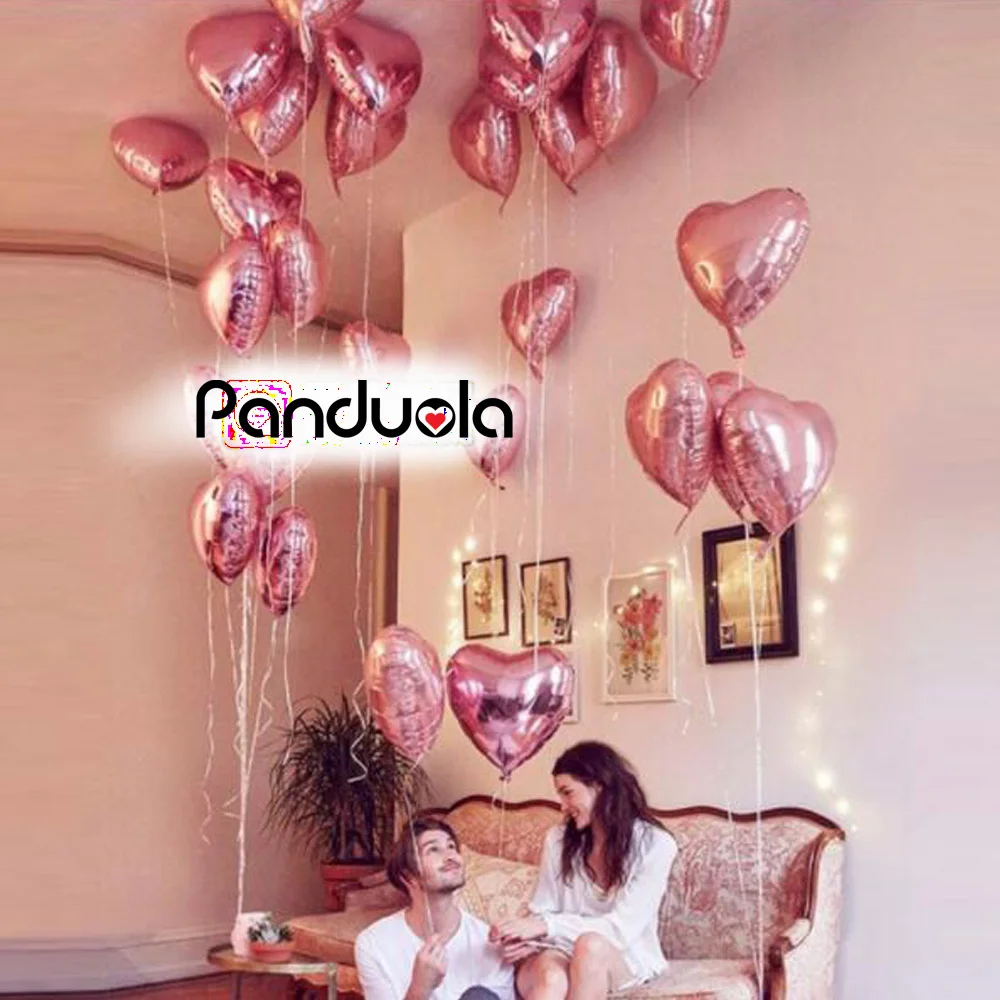 

5pcs Foil Balloon Beads On A Year Boys Birthday Party 18" Star Heart Air Balloons Helium Balloon Weeding Decoration For Weddings