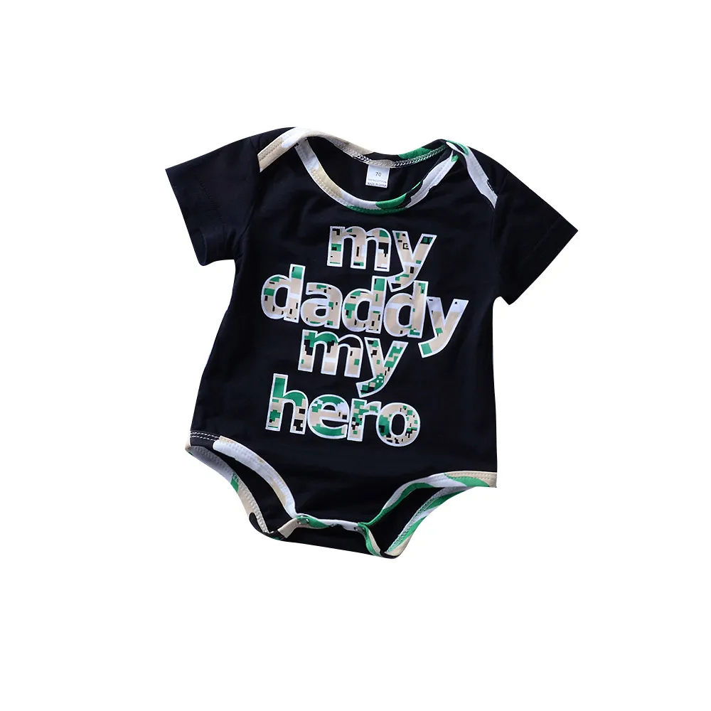 BATH LOVE My Daddy is My Hero Little Baby Short Sleeves Jumpsuits