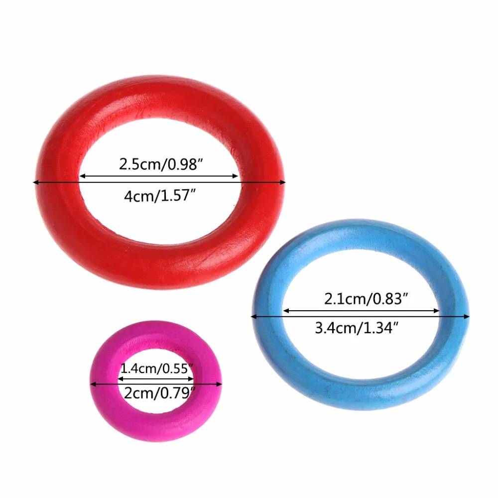 10 Pcs Wood Rings Birds Parrot Toys Accessories Colorful Random Color DIY Ornament Bird Supplies 3 Size