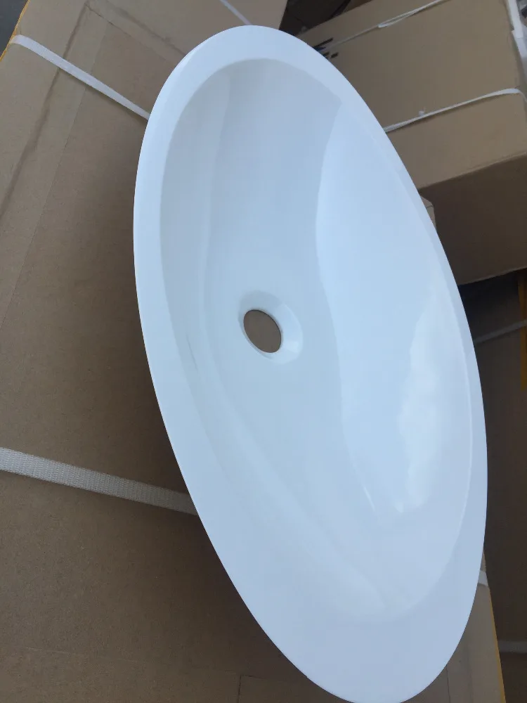 Oval Solid Surface Resin Counter Top Wash Basin Cloakroom Vanity Vessel