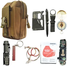 На открытом воздухе 11 в 1 выживания Комплект Открытый Отдых Путешествия многофункциональный первой помощи SOS Набор предметов на случай чрезвычайной ситуации принадлежности для тактического выживания комплект