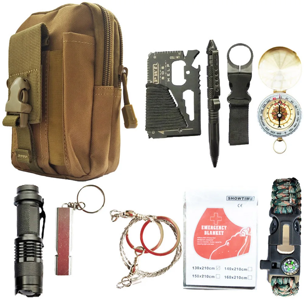 

Outdoor 11 in 1 survival kit Set Outdoor Camping Travel Multifunction First aid SOS EDC Emergency Supplies Tactical survival kit