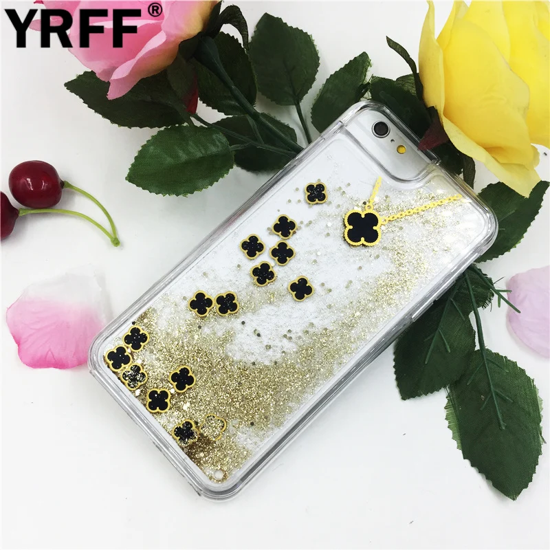 Goede YRFF Clover Hanger Ketting liquid quicksand case Fundas Voor iPhone 6 6 s plus case cover glitter drijfzand telefoon gevallen