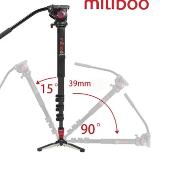 

MILIBOO Professional video monopod for video camcorder Fluid head Portable travel 15KG bear mefoto dslr monopod tripod stand