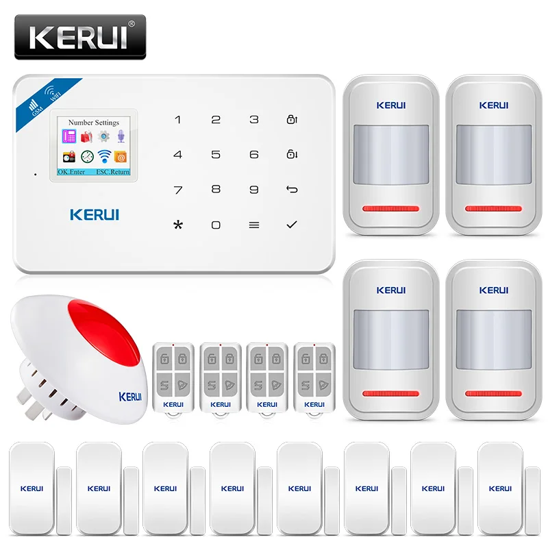 KERUI W18 Wireless GSM WIFI alarm system For Home Security Burglar Alarm Kit Android iPhone IOS APP Control TFT Color Screen KERUI W18 Wireless GSM WIFI alarm system For Home Security Burglar Alarm Kit Android iPhone IOS APP Control TFT Color Screen