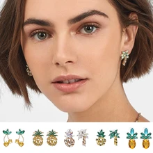 Новое поступление модный бренд ананас черешня кристалл серьги гвоздики для женщин вечерние аксессуары подарок модные серьги