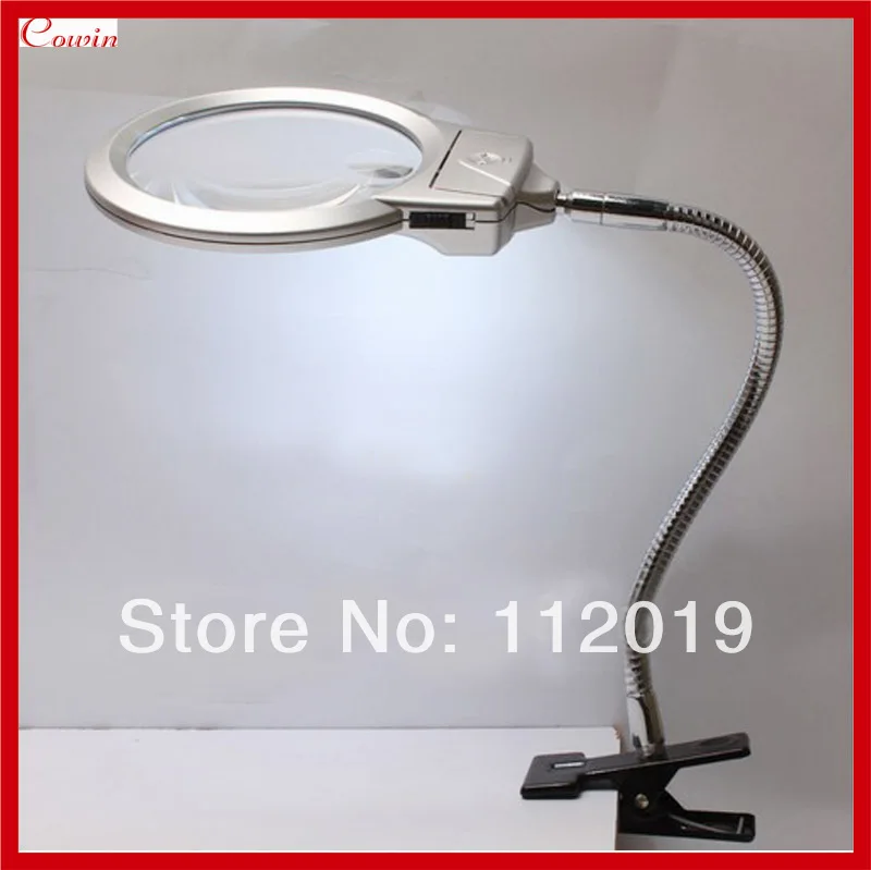 New Gooseneck Clamp Magnifying Glass Desk Table Clip Mounted Metal Hose Magnifier 5X with Led Light | Инструменты