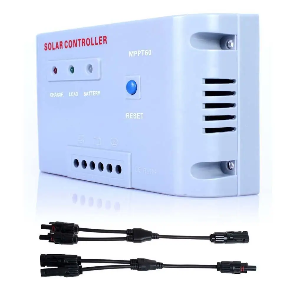 

60A MPPT-60 Solar Panel Battery Regulator Charger Controller 12V/24V + 1 Pair Y Type MC4 Solar Panel Male Female Cable