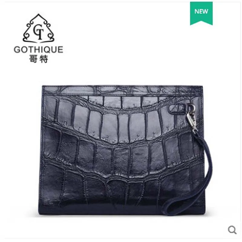 gete 2019 new Imported Crocodile leather wrist business male bag large capacity multi-card 30 bay Crocodile belly bag  clutches