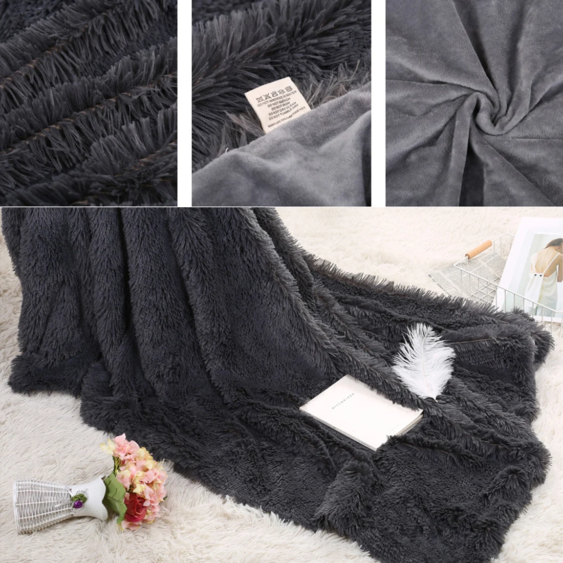 Soft Luxury Blanket Plush Shaggy Silky Blankets Faux Fur Throw Bedspread Red Summer Quilt Throw Blanket for Wedding Decor