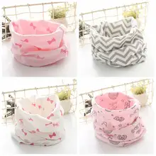 Осенне-зимние детские нагрудники-шарфы с мультяшным бантом, теплые шарфы с круглым вырезом для мальчиков и девочек, детский полосатый шарф с воротником