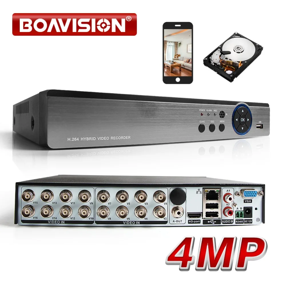 16CH AHD DVR 4MP Гибридный 8*4 Мп + 8 * IP 5 в 1 TVI CVI CVBS CCTV H.264 кодирование Onvif для камеры|dvr h.264|dvr