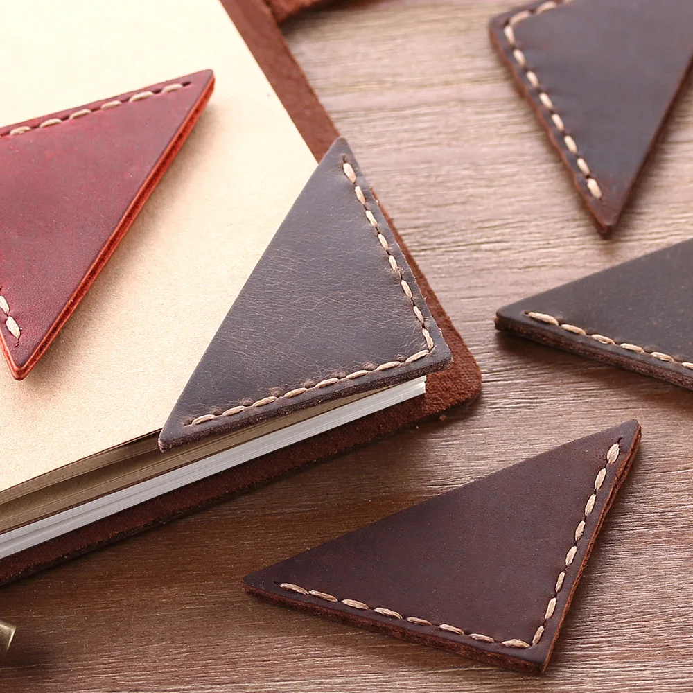 Vintage bookmarks for books Genuine Leather corner page marker Handmade Memo Stationery gift School supplies 2 Pack bookmarks stationery supplies leather bookmarks