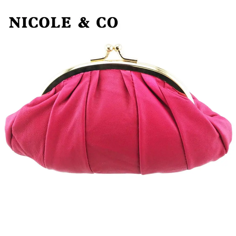 Женский кошелек из натуральной кожи NICOLE & CO овчины с металлической застежкой и