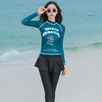 

Swimsuit Woman For Surfing Swimsuits Windsurfing Sleeve Rash Top Women Surf Suit Korean Long Skirt Waterproof Mother Floral