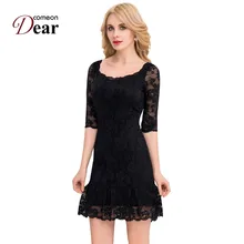 VJ1046 Comeondear Plus Size Women Clothing 3/4 Sleeve Sheath Bodycon Dress Womens Summer Dresses 2017 Summer Short Lace Dress