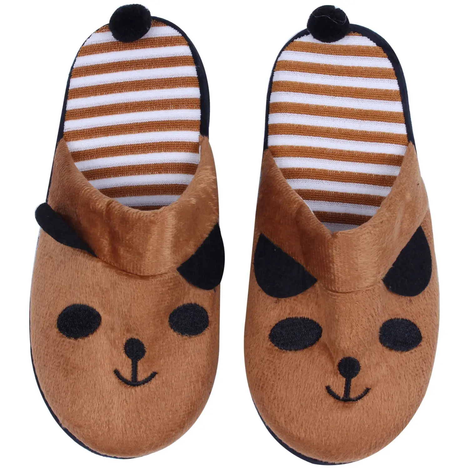 

DCOS-Cute Women Coral Velvet Panda With Tail Slippers Soft Nonslip Shoes Home Indoor Shoe