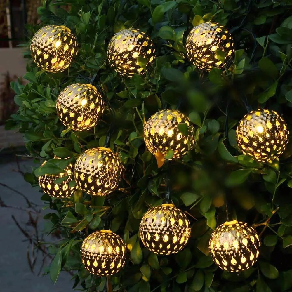 Waterproof 10 Led Solar Powered Fairy Light Moroccan Lantern