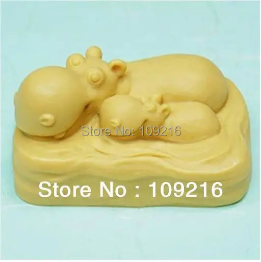 

1pcs Parent-Child Hippo (50330) Silicone Handmade Soap Mold Crafts DIY Mold