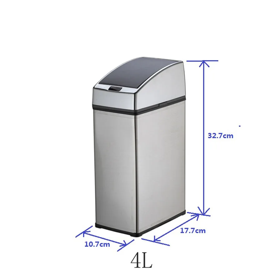 3L 4L Cuboid Small Sensor Waste Bin Infrared Trash Can Stainless Steel