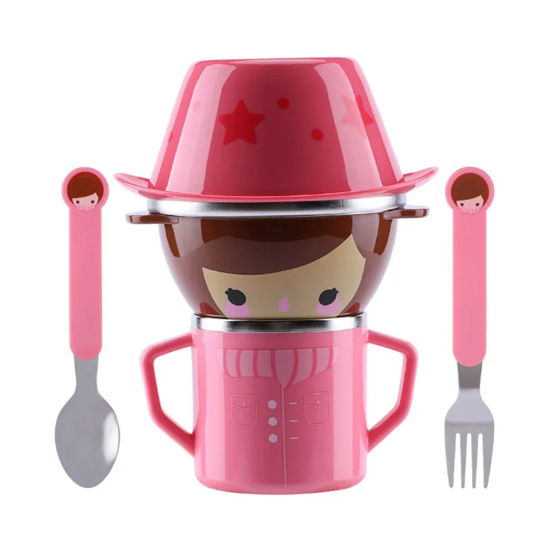 

Infant Food Bowl Cup Feeding Dinner Fork Spoon For CHildren Kids Bowl Cartoon Child Plate Tableware Dishware Dinnerware Set